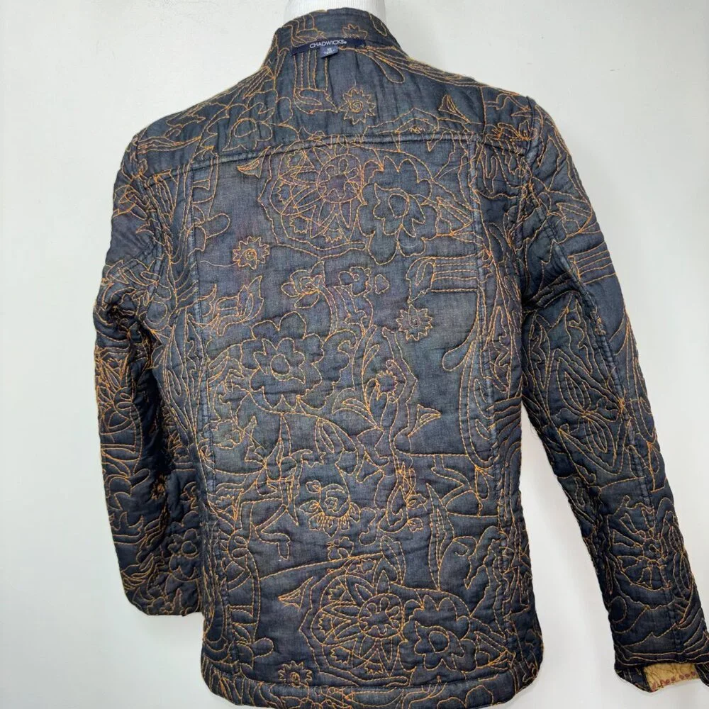 Chadwicks Reversible Jacket Women 12 Quilted Art to Wear Textured Print Colorful - Picture 14 of 16